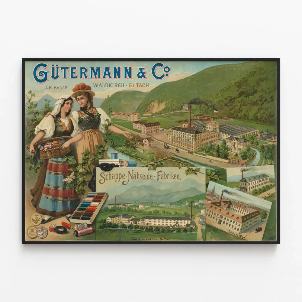 Vintage-teollisuusjuliste Gütermann & Co - Teollinen seinäkoristelu