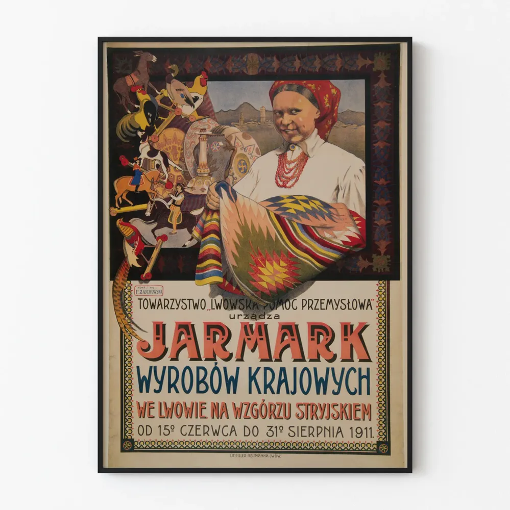 Vintage-tori puolalainen käsityöjuliste 1911 seinäkoriste