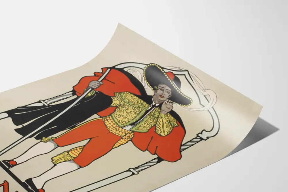 Vintagetuloste Don Bravo, värikäs torero-portrékuva