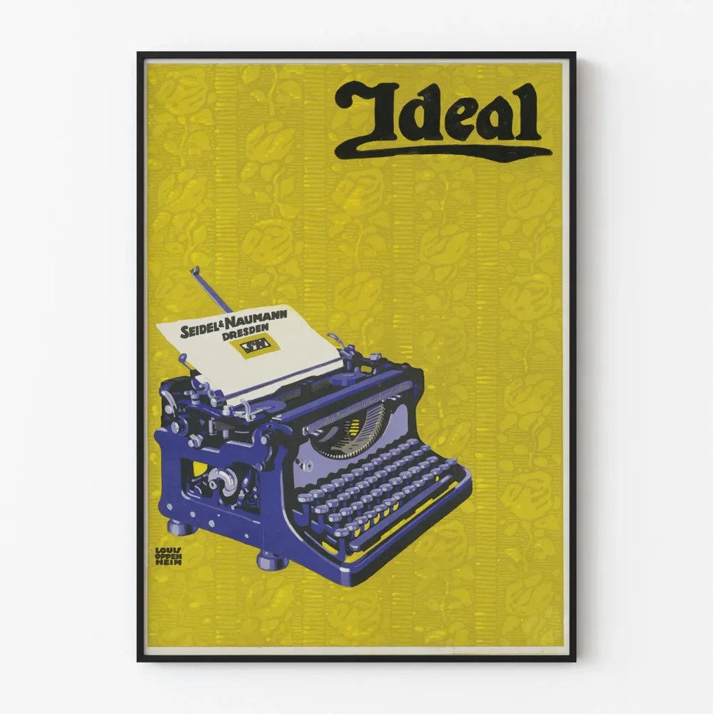 Vintage-työkonetta muistuttava juliste Ideal Seidel & Naumann