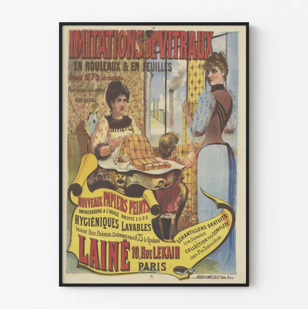 Vintage-tyylinen ikkunaväritysjuliste seinäkoristeluun