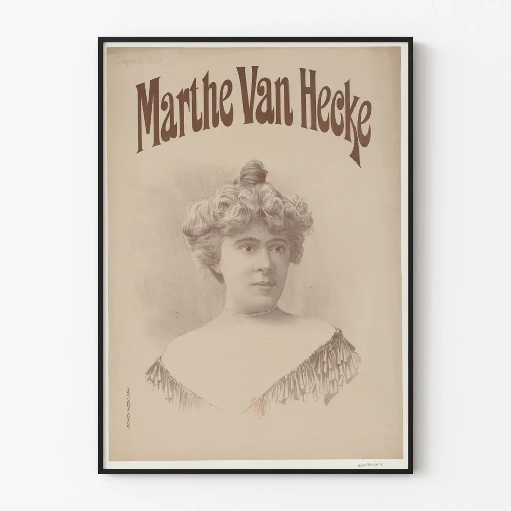 Vintage-tyylinen juliste Marthe Van Hecke -vanhahtava muotokuva
