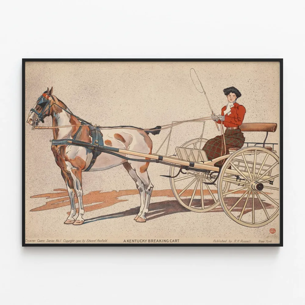Vintage-tyyliset julisteet hippomobiileista - Kentucky Breaking Cart