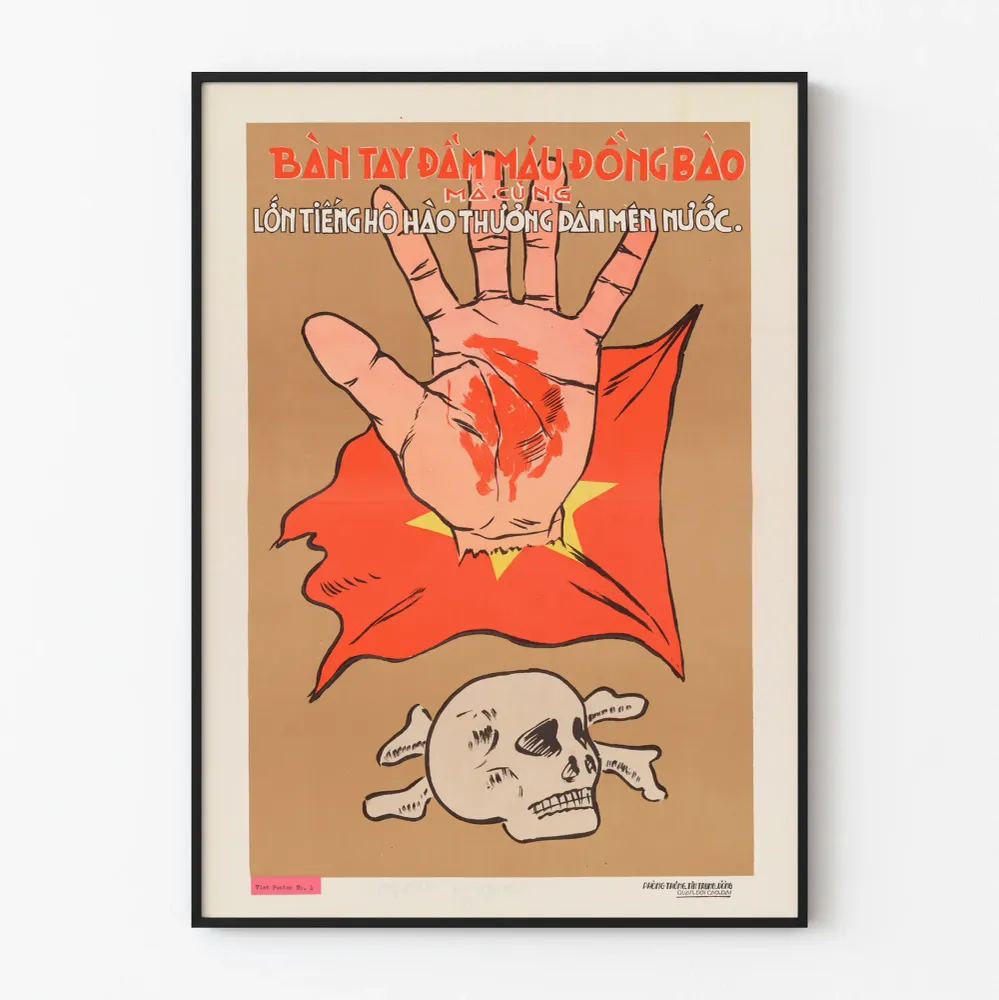 Vintage-väri Vietnamilainen Verinen Käsi Tähtilipun Taustalla Poster