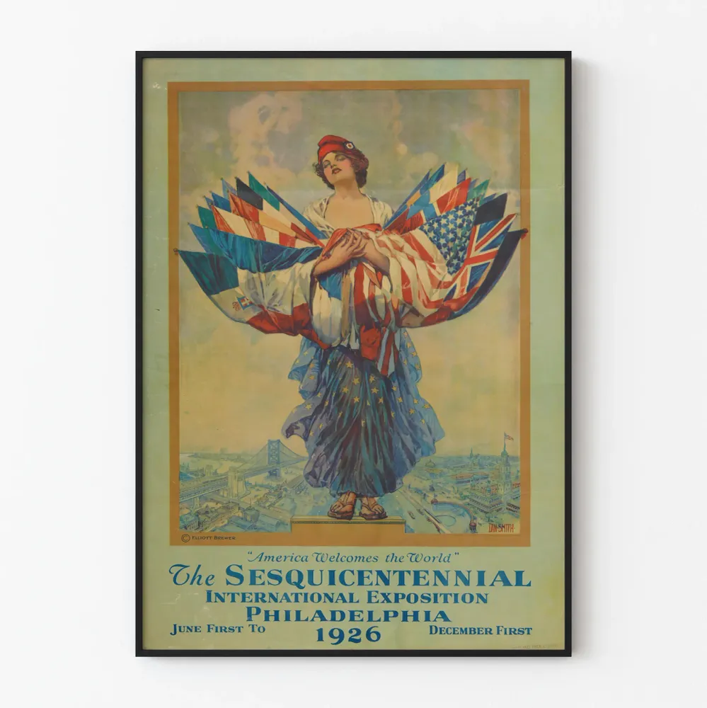 Vintaginen juliste Philadelphian kansainvälisestä näyttelystä 1926