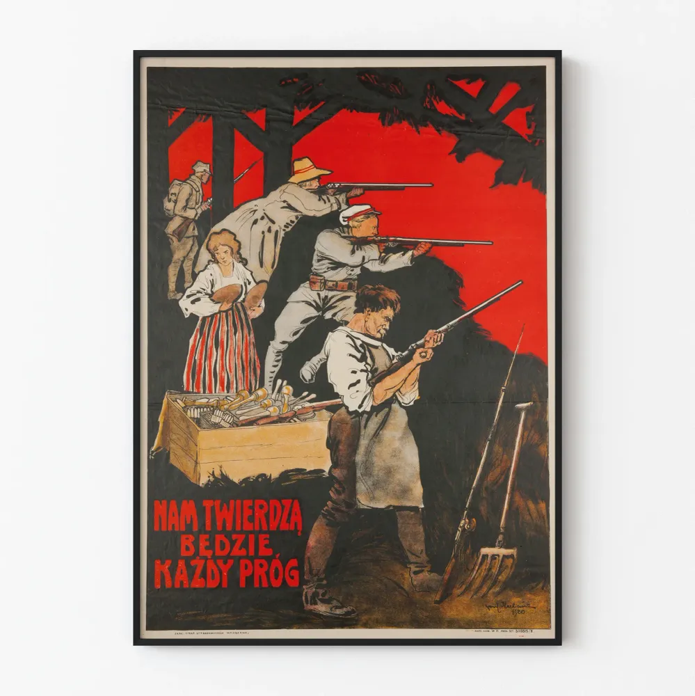 Vintaginen vastarintajuliste, jossa sotilaita ja siviilejä