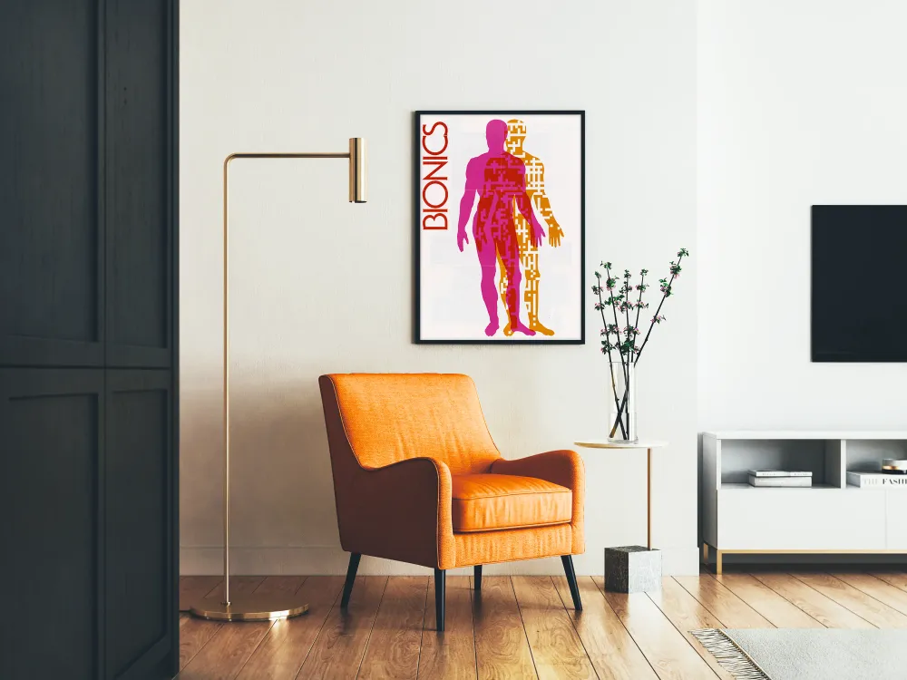 värikäs koristejuliste Bionics siluetti mies