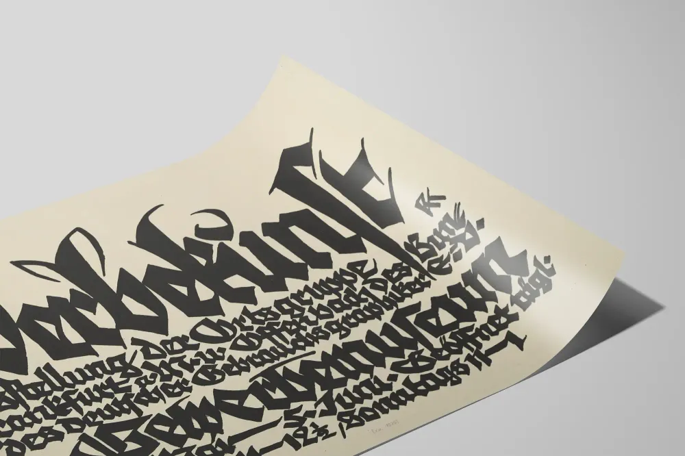 Werbekunstin näyttelyn Frankfurtin typografinen juliste