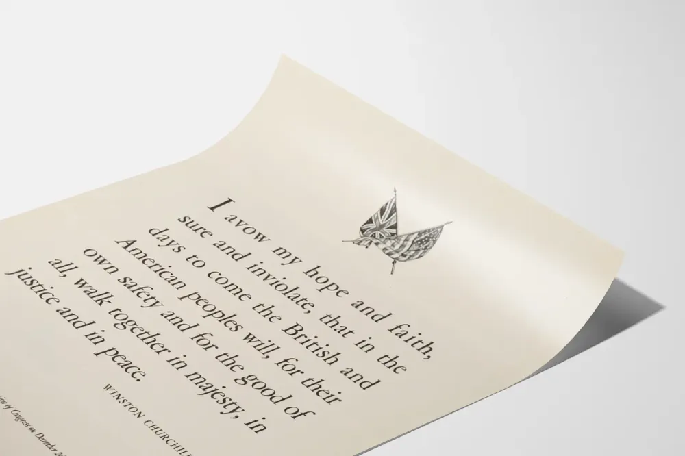 Winston Churchillin unionia anglo-amerikkalainen lainaus juliste