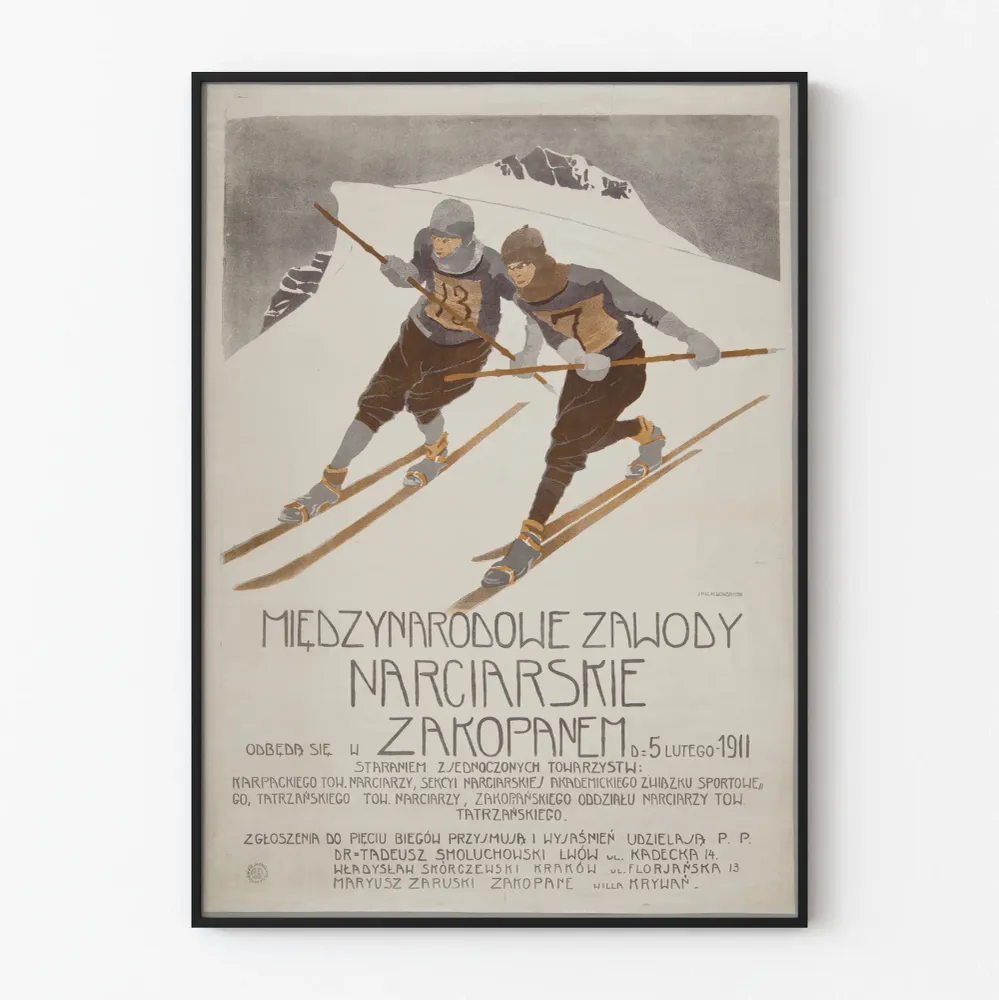 Zakopanen kansainvälisen hiihtokilpailun vintagejuliste 1911