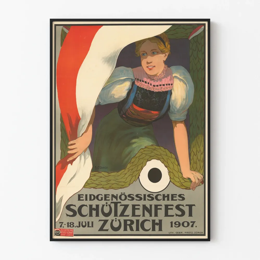 Zurichin 1907 vuoden suojeluskuntajuhlan vintagejuliste
